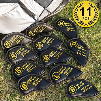 Amazon.co.jp: ゴルフアイアンカバーセット 11個 ブラック PU